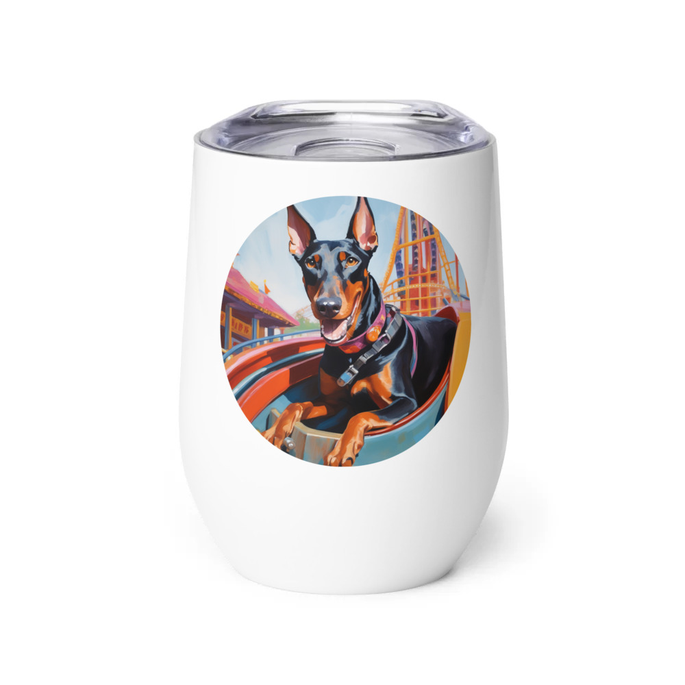 PugMug Custom Doberman Pinscher Wine Tumbler