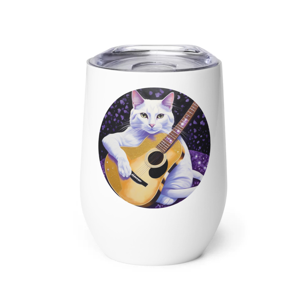 PugMug Custom White Companion Cat Wine Tumbler
