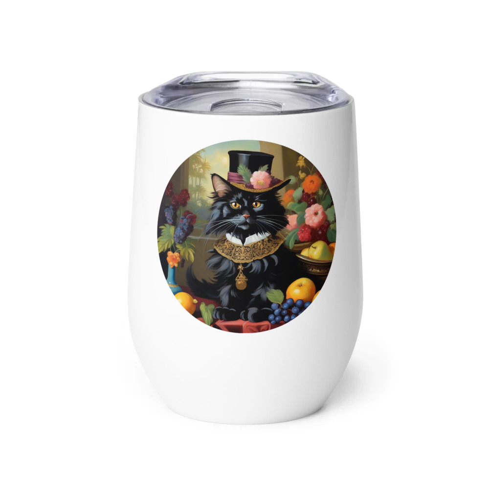 PugMug Custom Black Maine Coon Cat Wine Tumbler