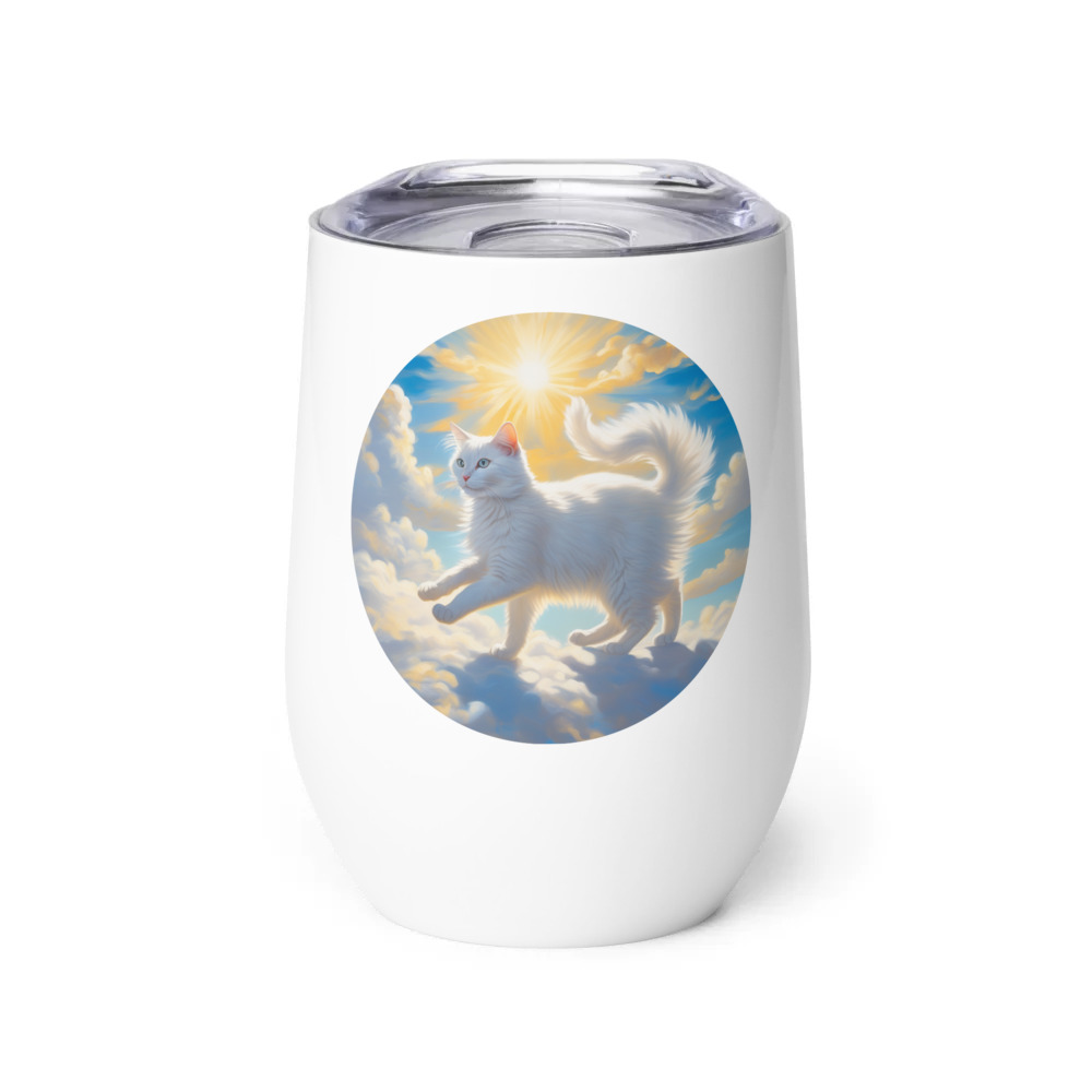 PugMug Custom White Companion Cat Wine Tumbler