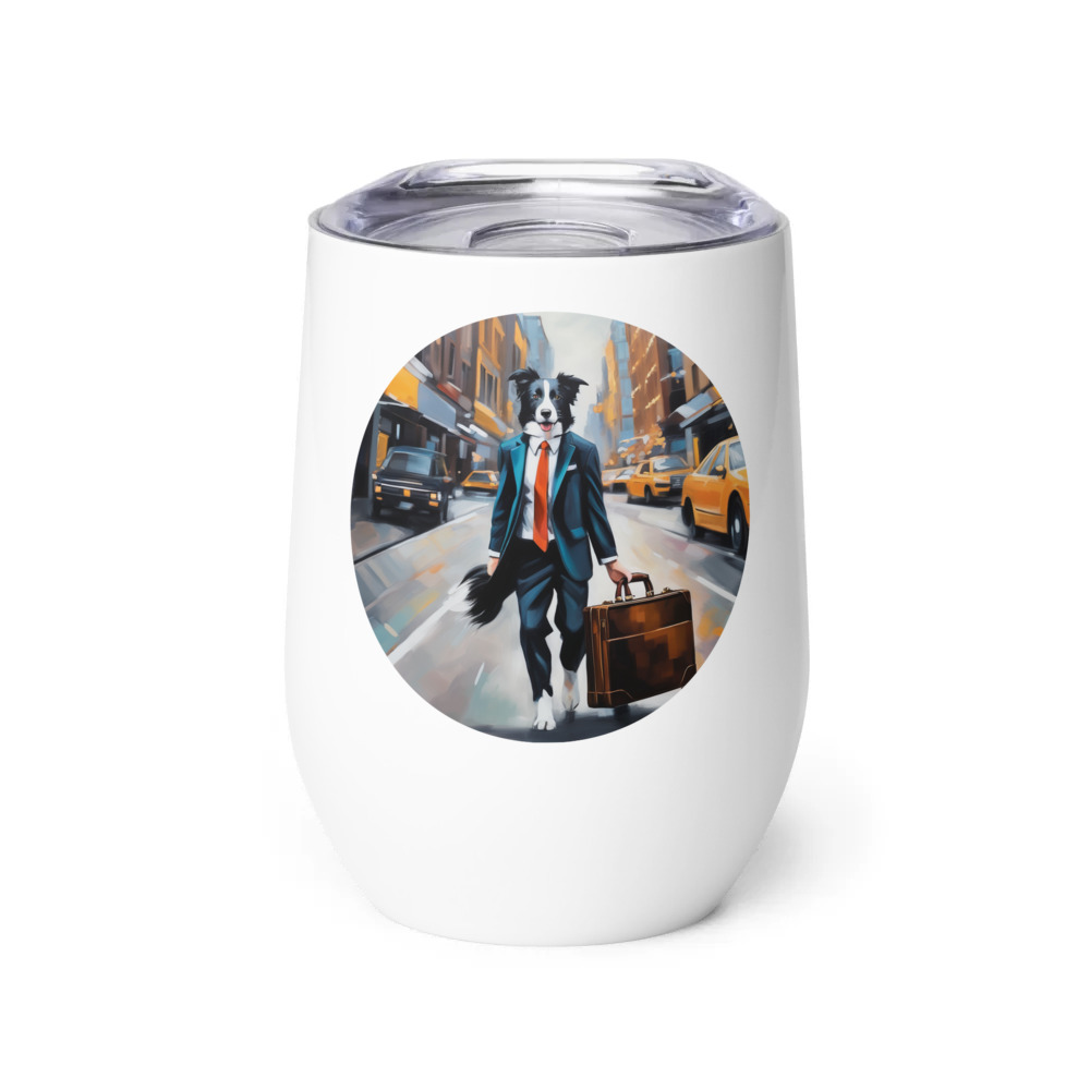 PugMug Custom Border Collie Wine Tumbler