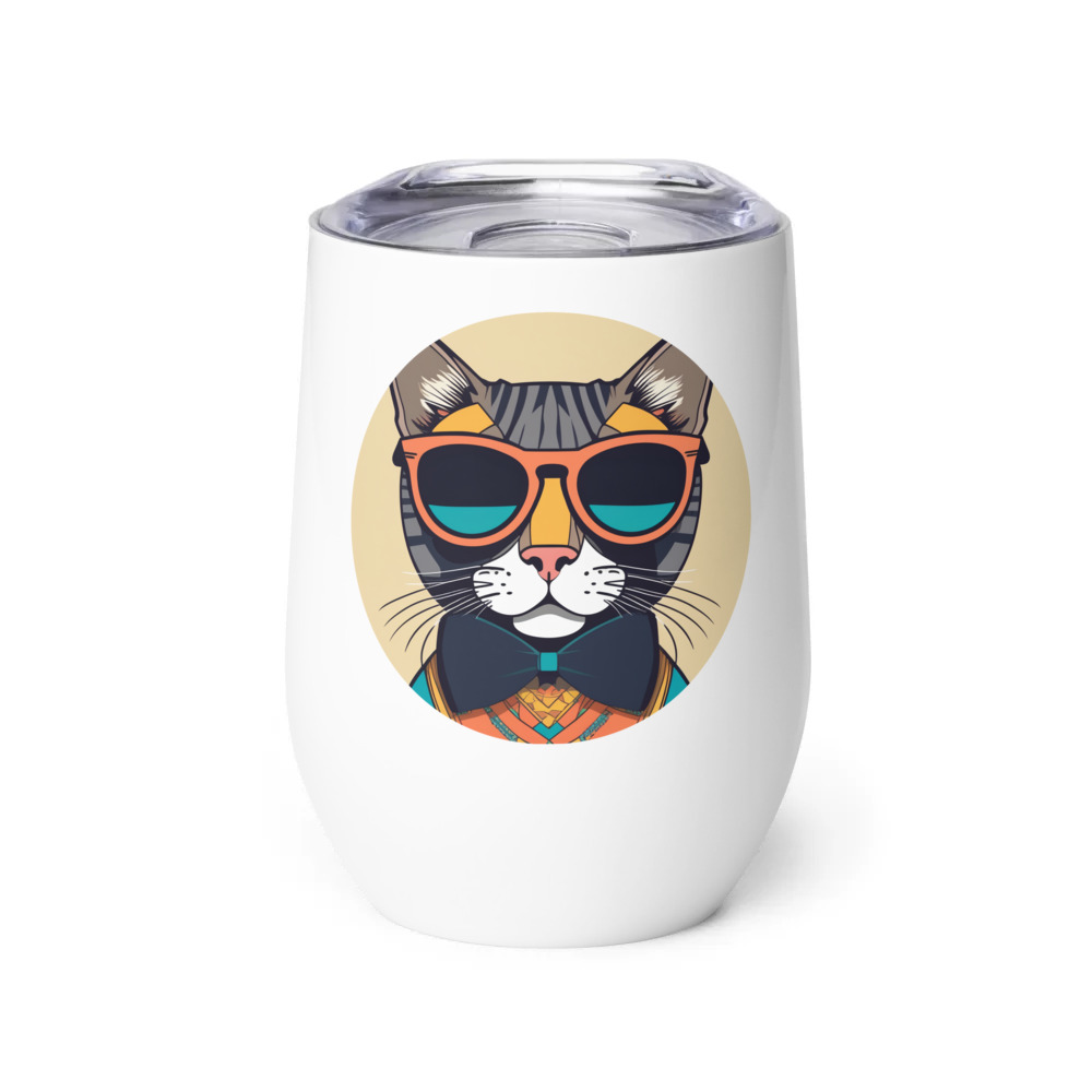 PugMug Custom Tabby Exotic Cat Wine Tumbler