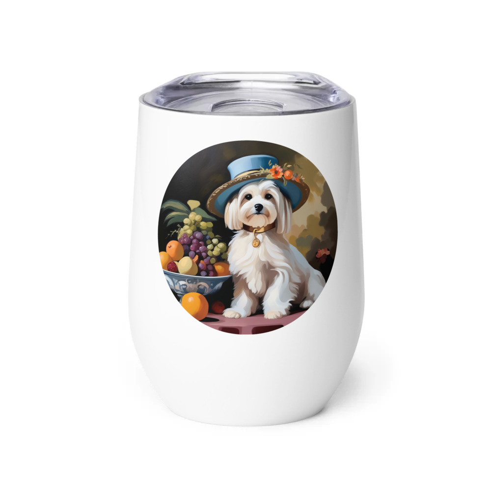 PugMug Custom White Havanese Dog Wine Tumbler