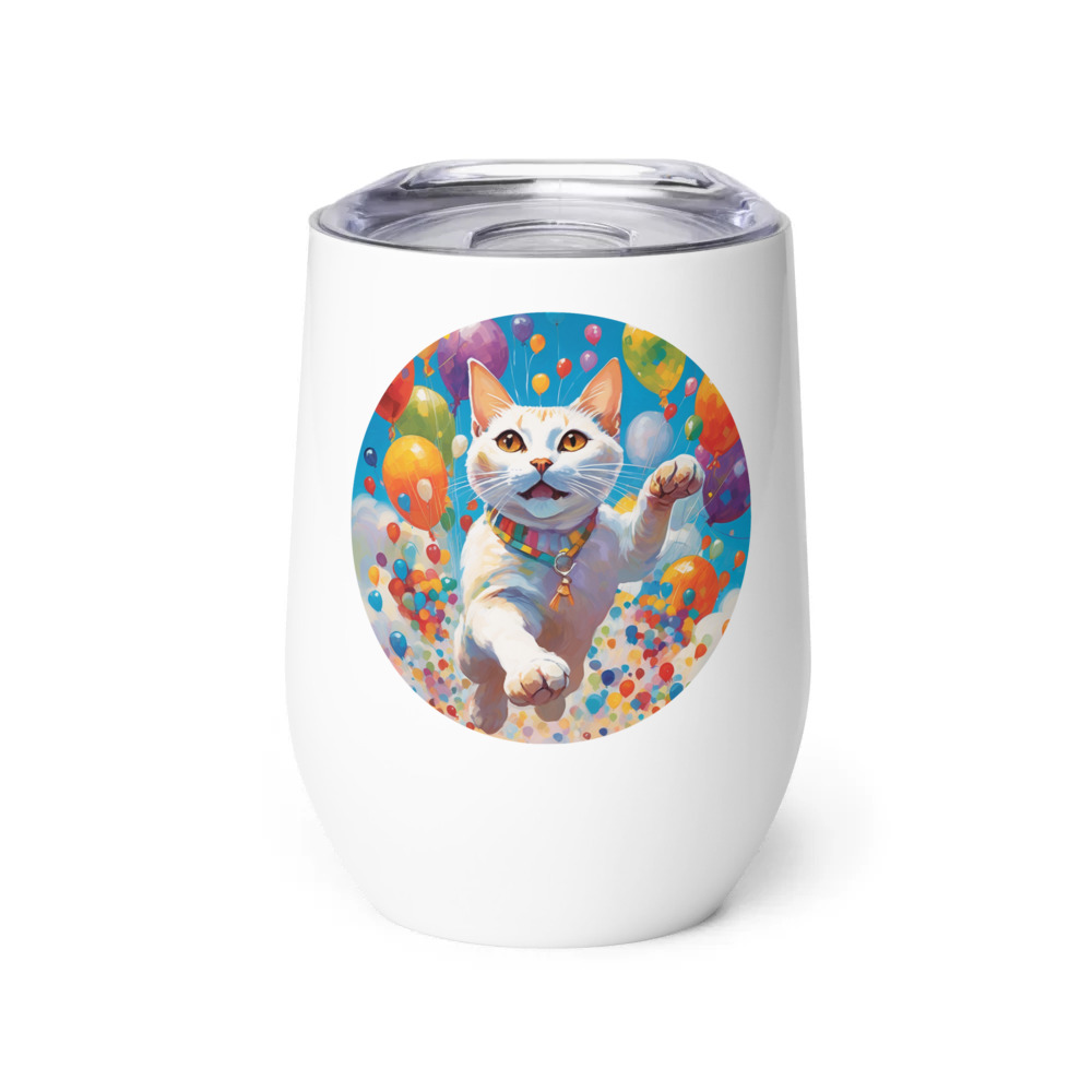 PugMug Custom White Abyssinian Cat Wine Tumbler