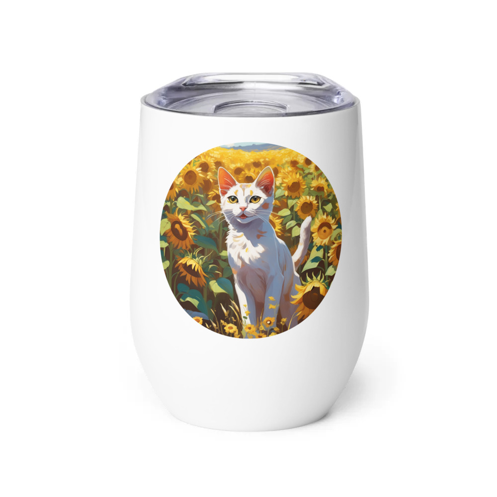 PugMug Custom White Abyssinian Cat Wine Tumbler