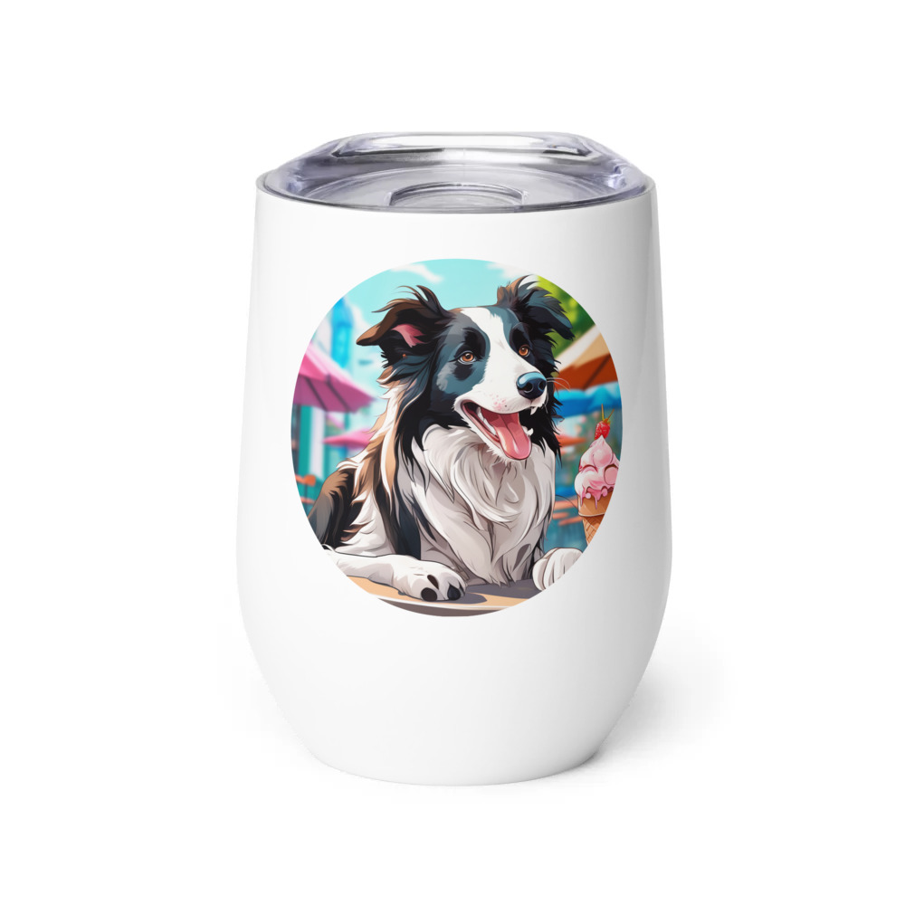 PugMug Custom Border Collie Wine Tumbler