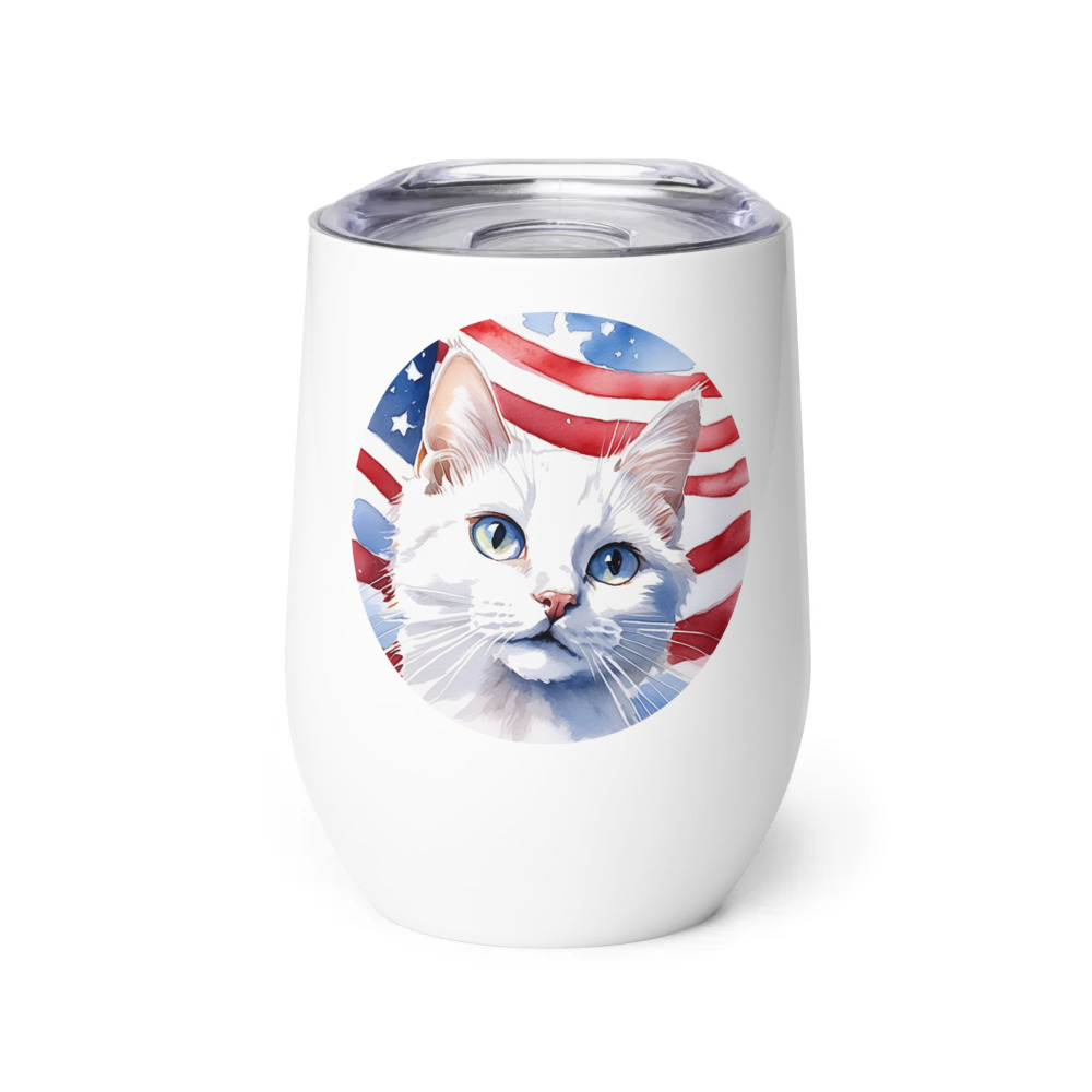 PugMug Custom White Companion Cat Wine Tumbler