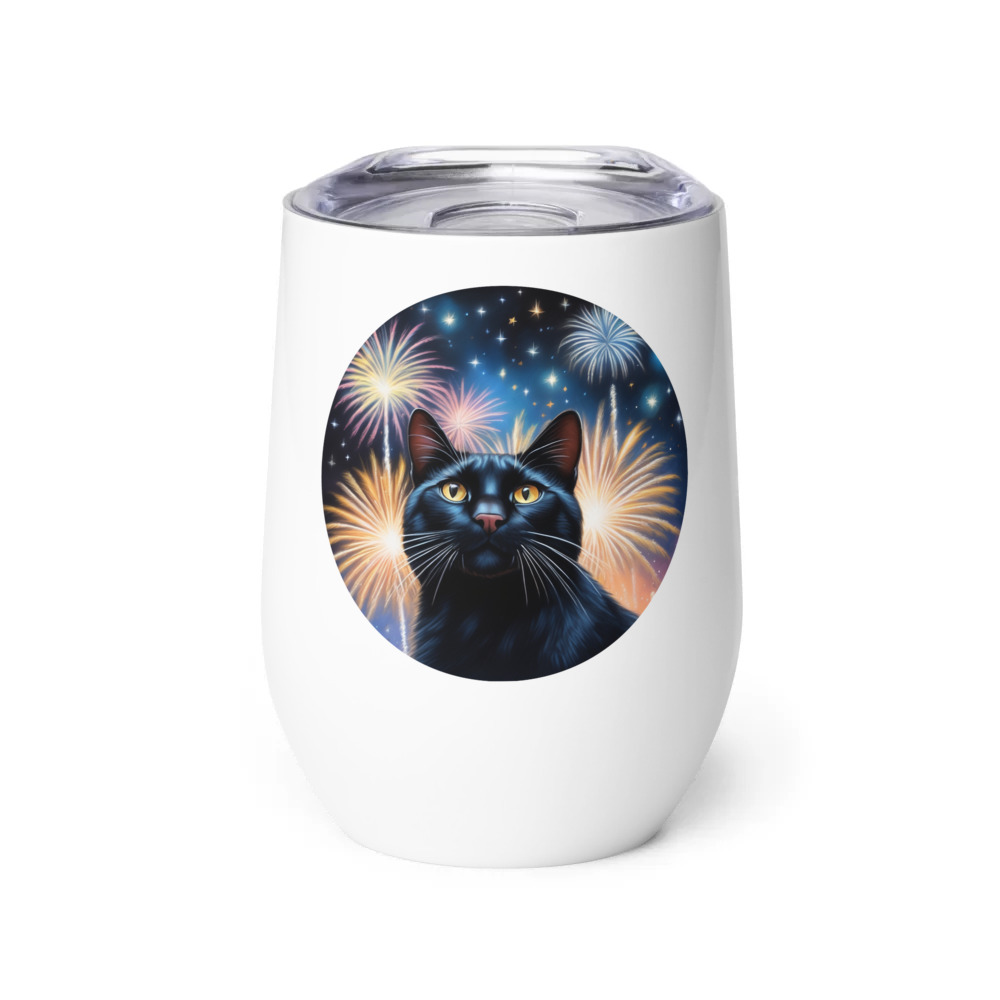 PugMug Custom Black Exotic Cat Wine Tumbler