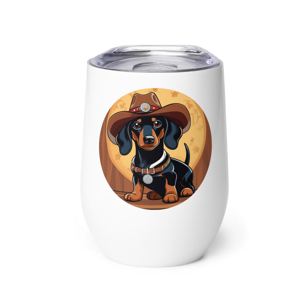 PugMug Custom Black Dachshund Wine Tumbler