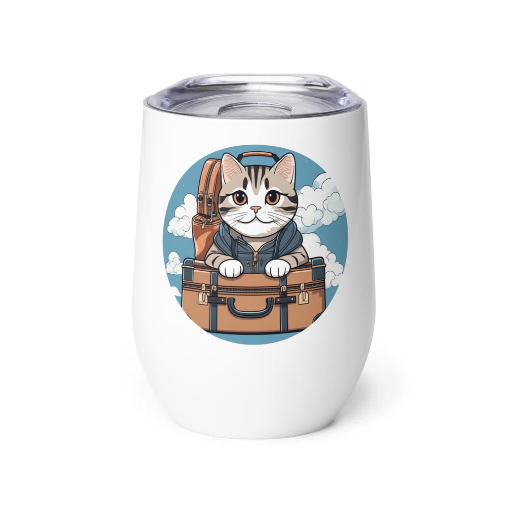 PugMug Custom Tabby Scottish Fold Cat Wine Tumbler