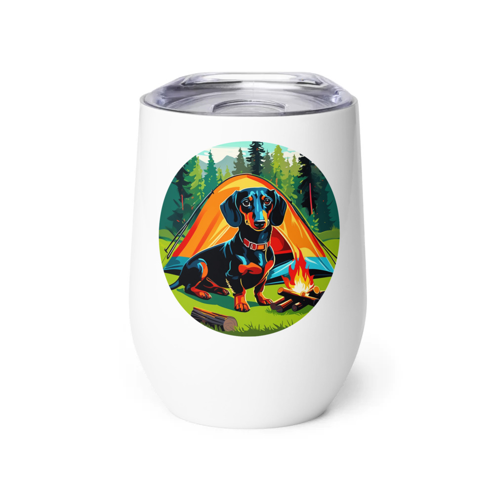 PugMug Custom Black Dachshund Wine Tumbler