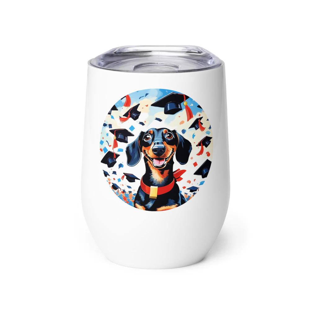 PugMug Custom Black Dachshund Wine Tumbler