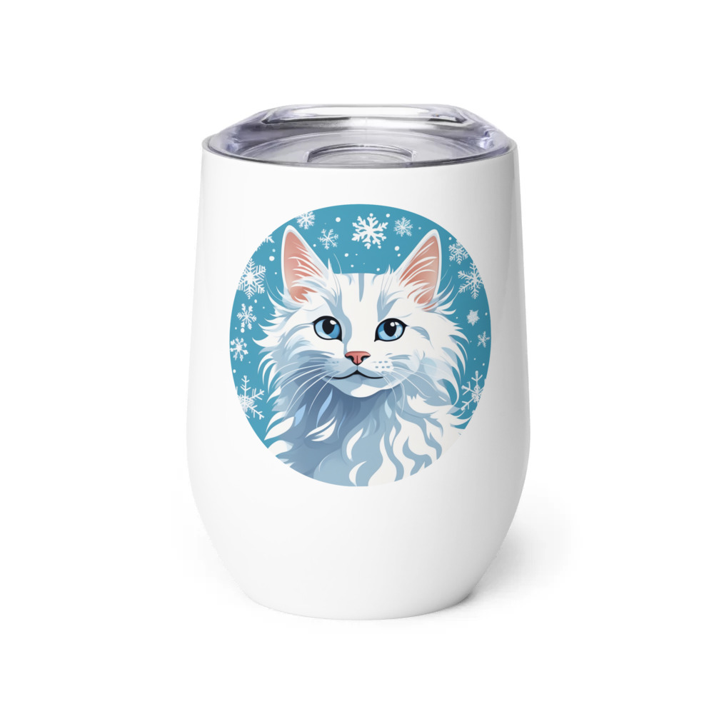PugMug Custom White Companion Cat Wine Tumbler