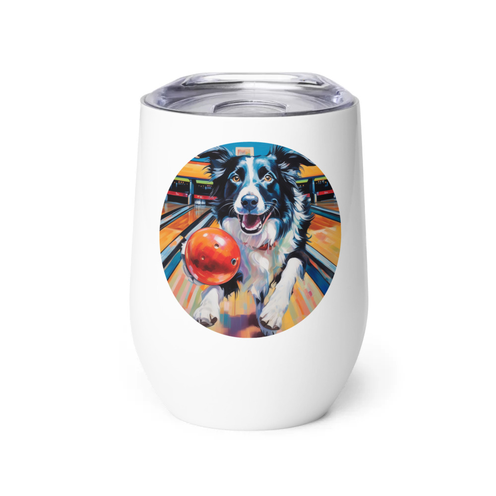 PugMug Custom Border Collie Wine Tumbler