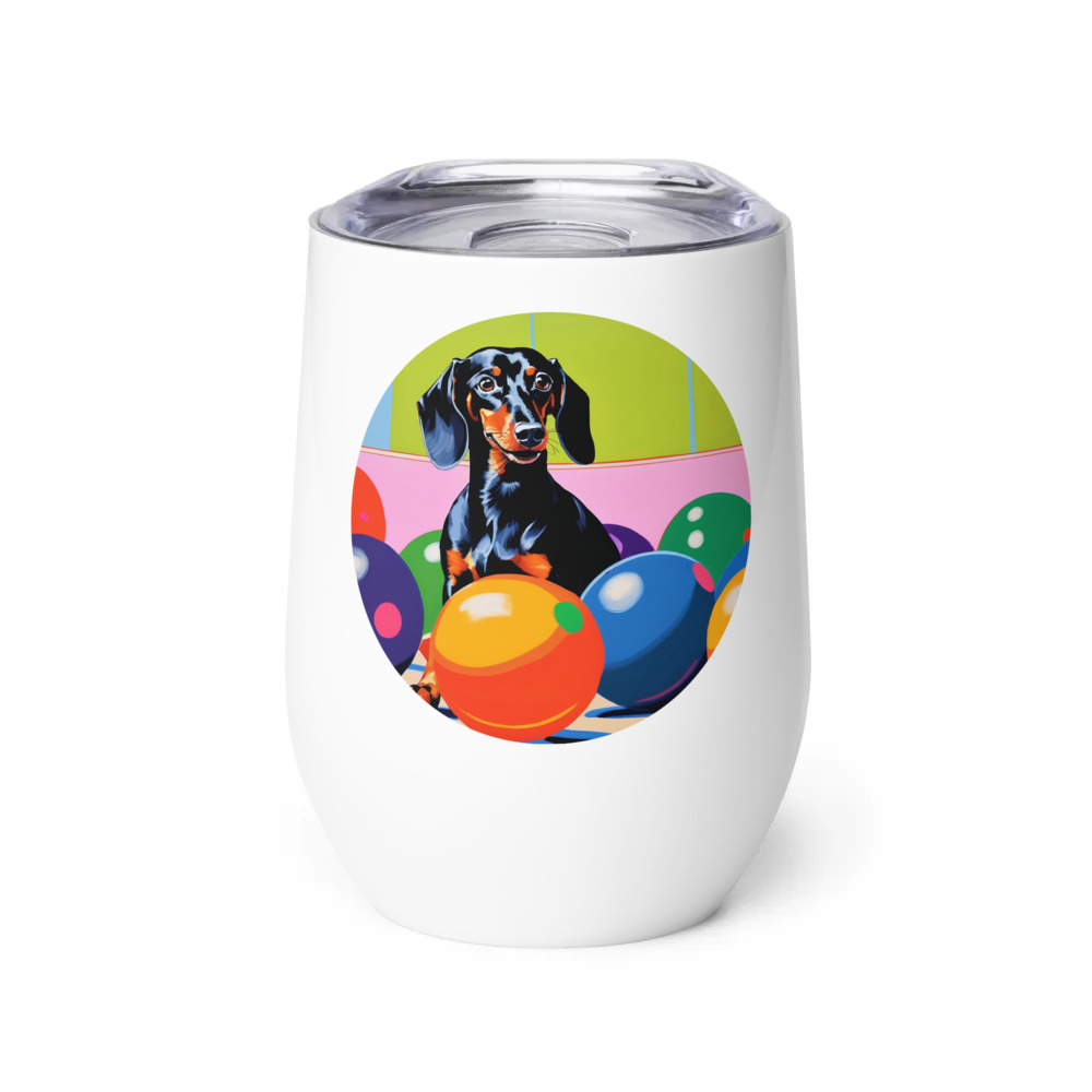 PugMug Custom Black Dachshund Wine Tumbler