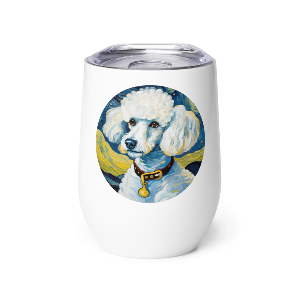 PugMug Custom White Poodle Wine Tumbler