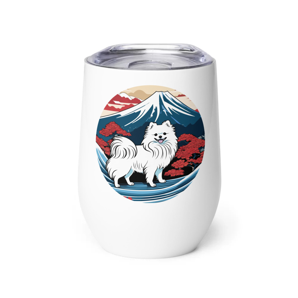 PugMug Custom White Pomeranian Wine Tumbler