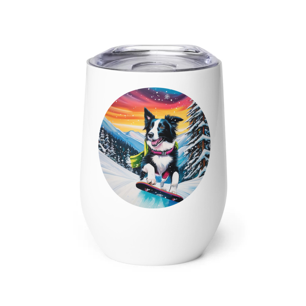 PugMug Custom Border Collie Wine Tumbler