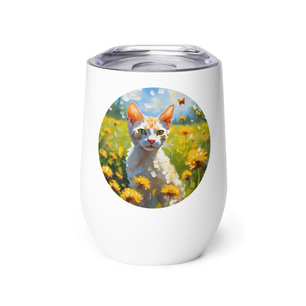 PugMug Custom Tabby Devon Rex Cat Wine Tumbler