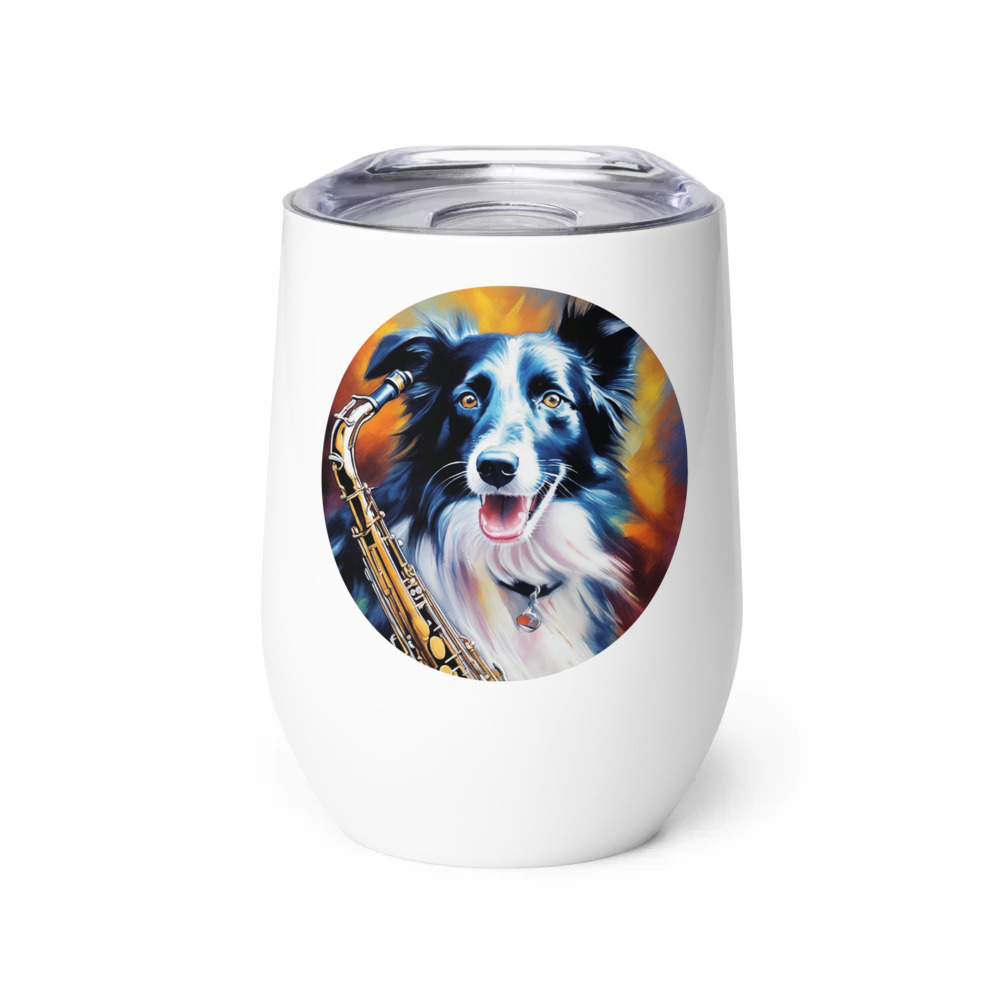 PugMug Custom Border Collie Wine Tumbler