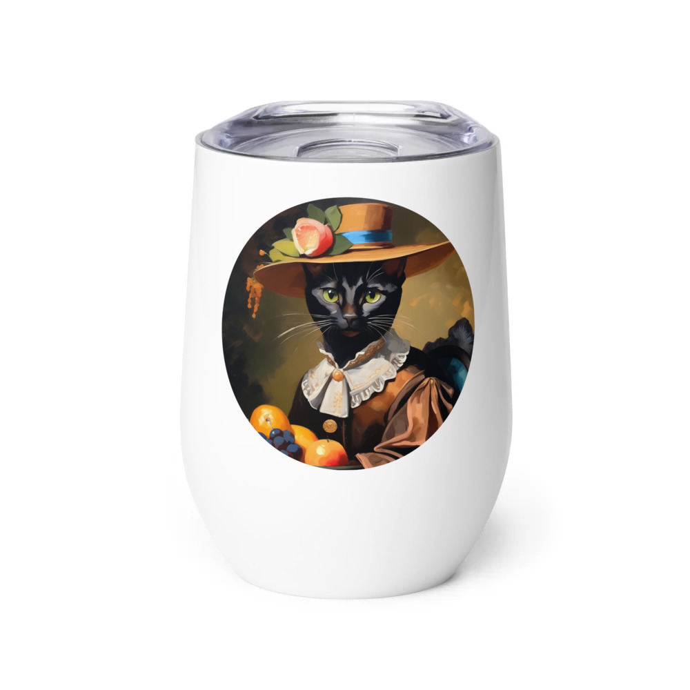 PugMug Custom Black Abyssinian Cat Wine Tumbler