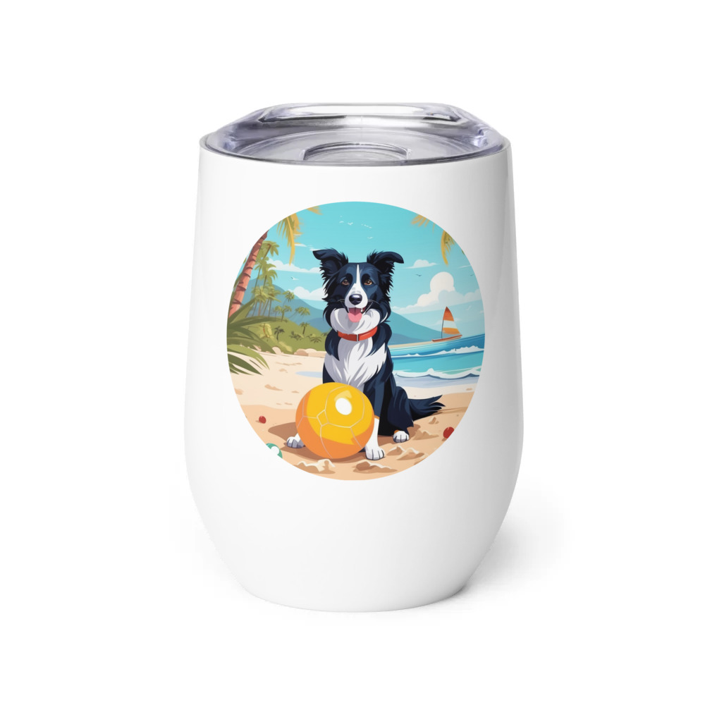PugMug Custom Border Collie Wine Tumbler