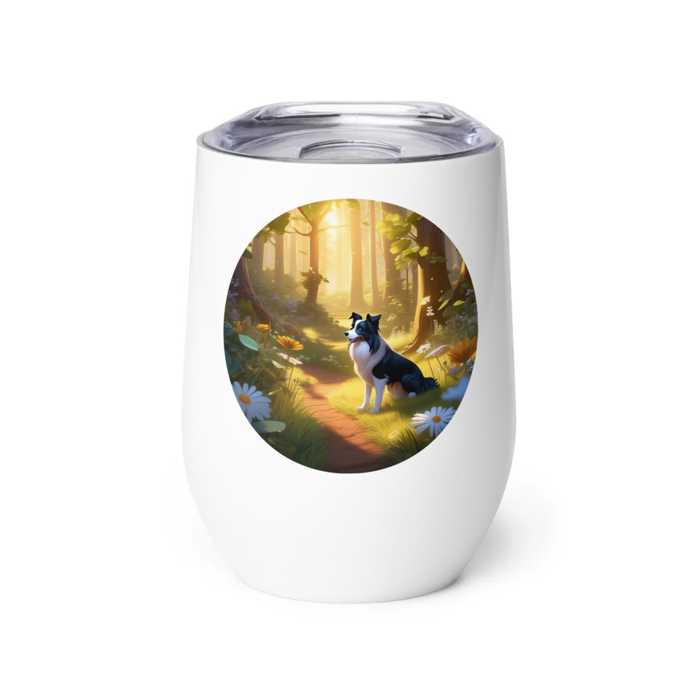 PugMug Custom Border Collie Wine Tumbler