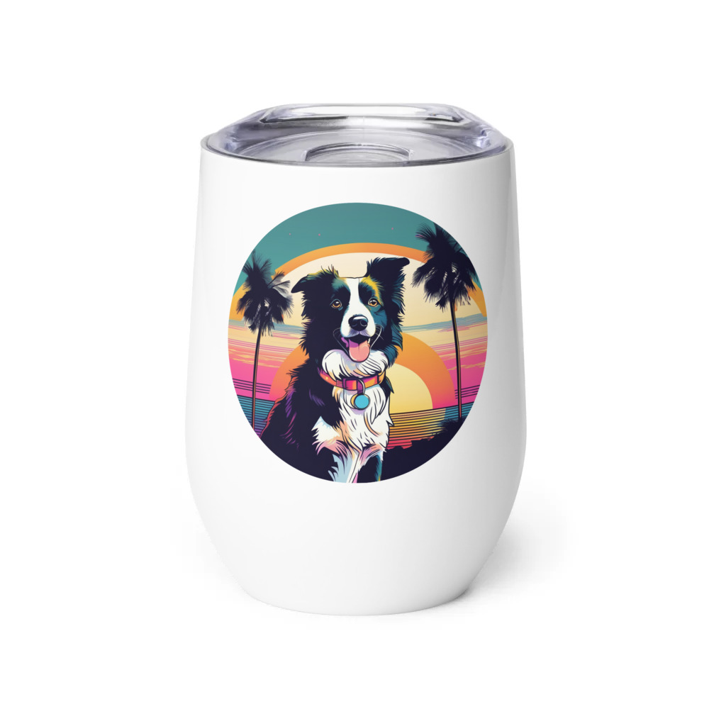 PugMug Custom Border Collie Wine Tumbler