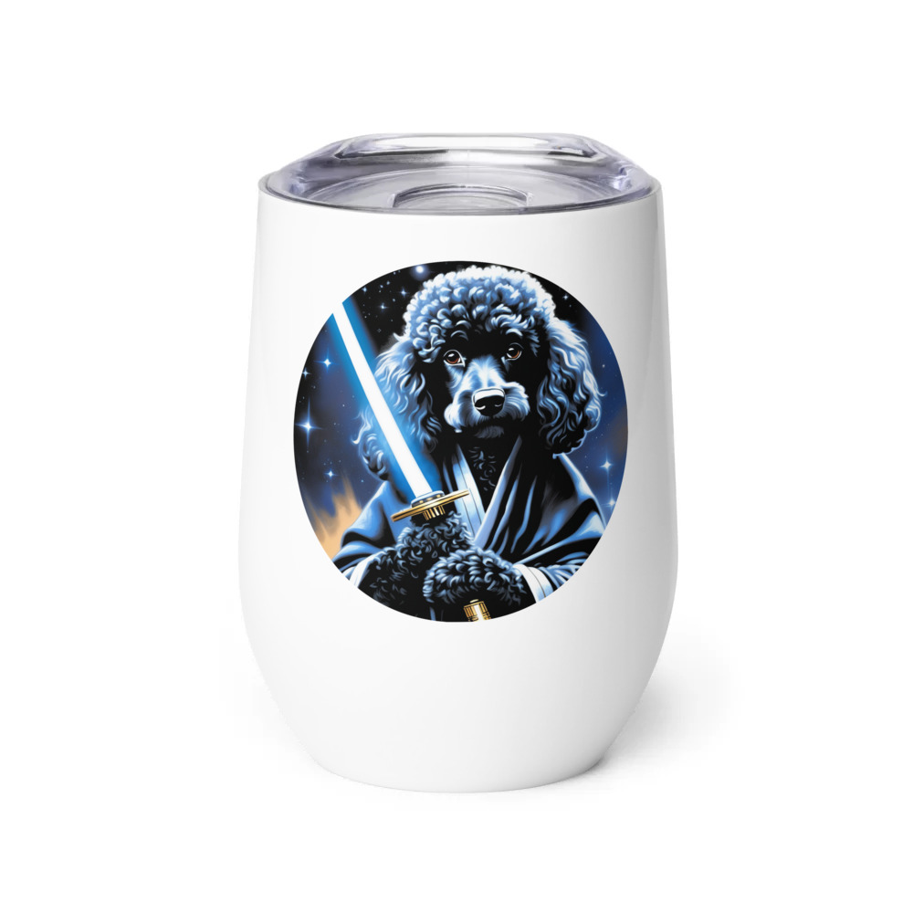 PugMug Custom Black Poodle Wine Tumbler