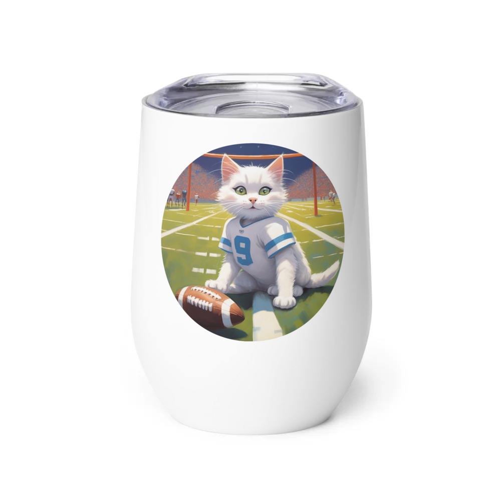 PugMug Custom White Companion Cat Wine Tumbler