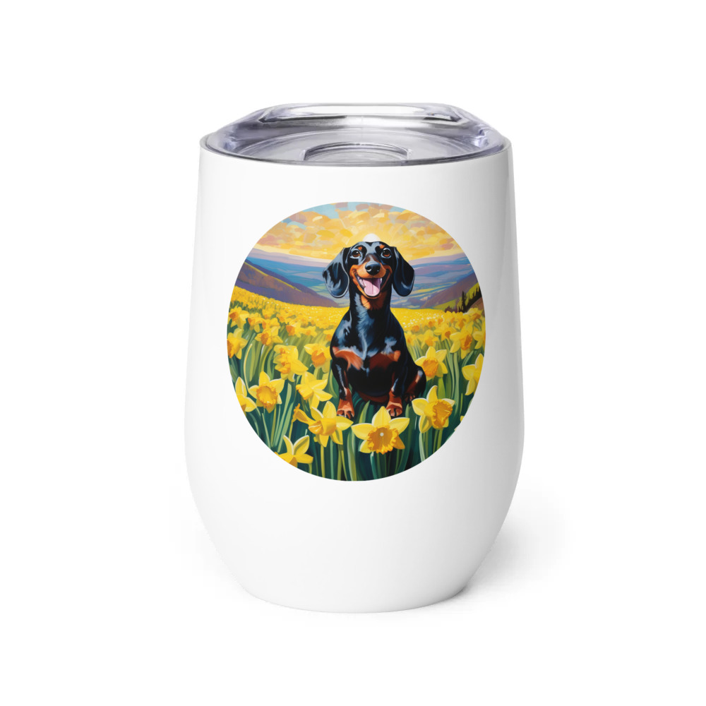 PugMug Custom Black Dachshund Wine Tumbler