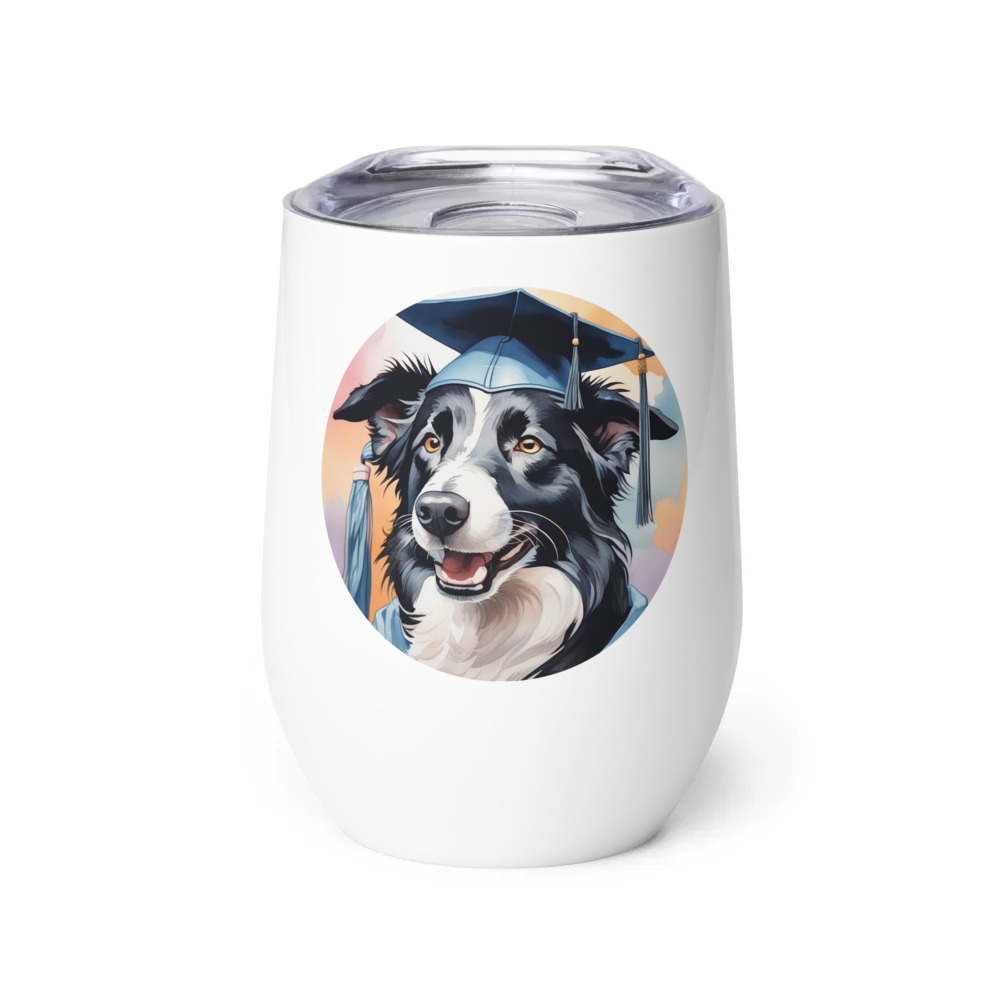 PugMug Custom Border Collie Wine Tumbler