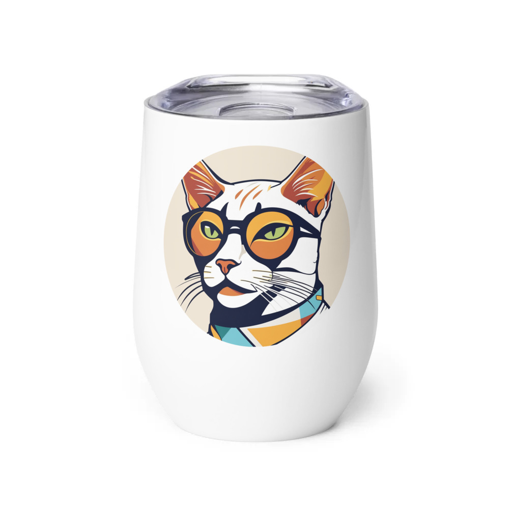 PugMug Custom White Abyssinian Cat Wine Tumbler