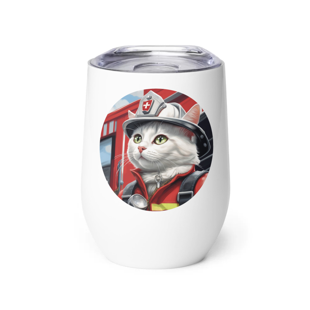 PugMug Custom White Companion Cat Wine Tumbler