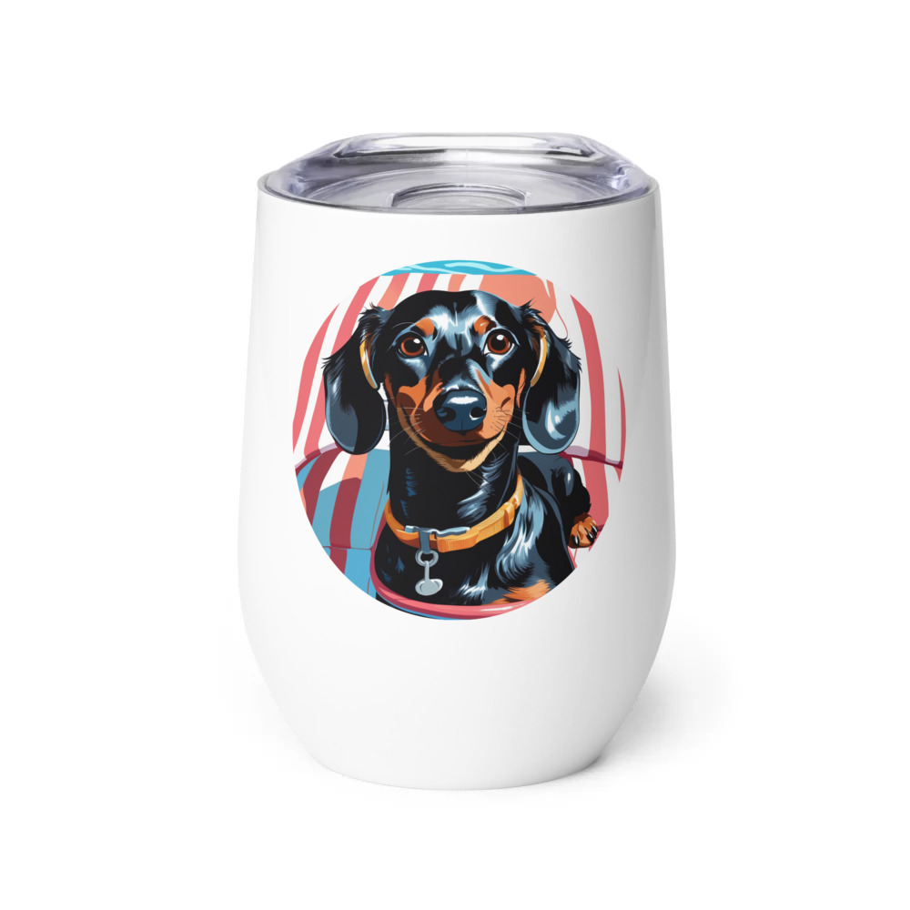 PugMug Custom Black Dachshund Wine Tumbler