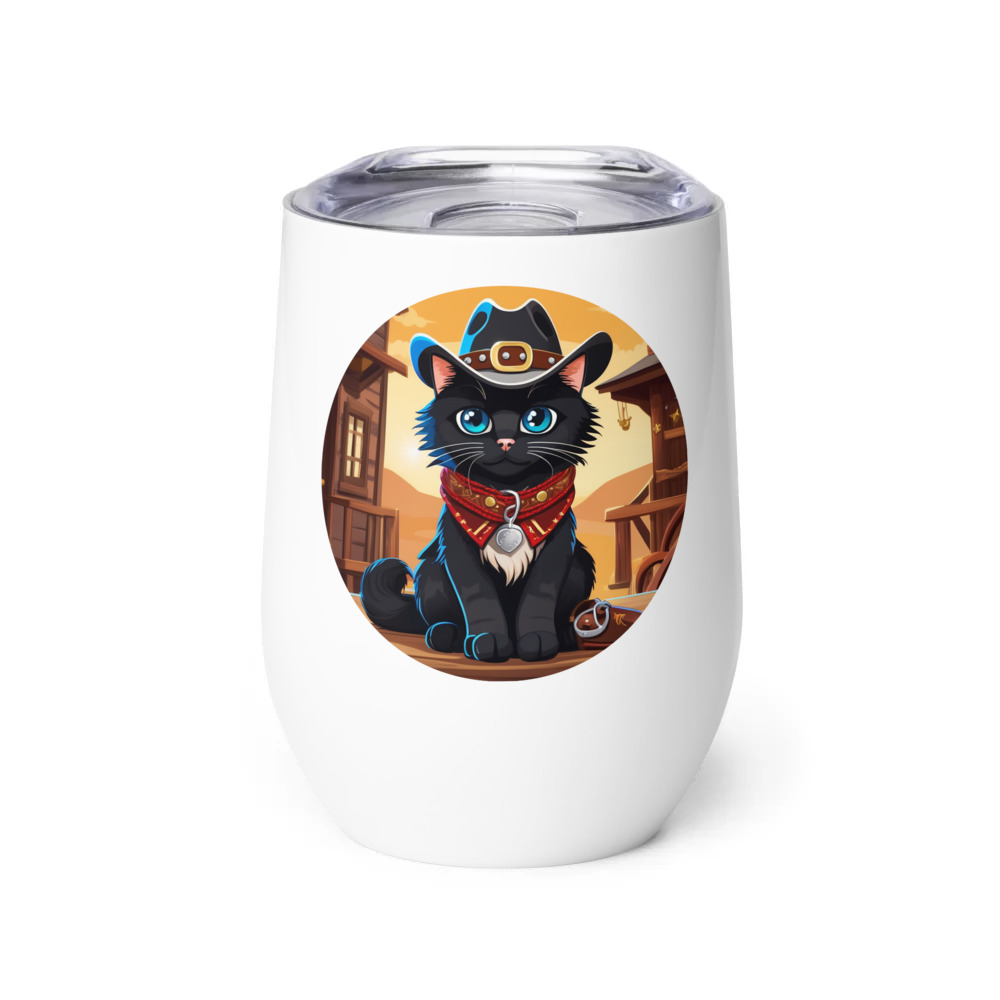 PugMug Custom Black Ragdoll Cat Wine Tumbler