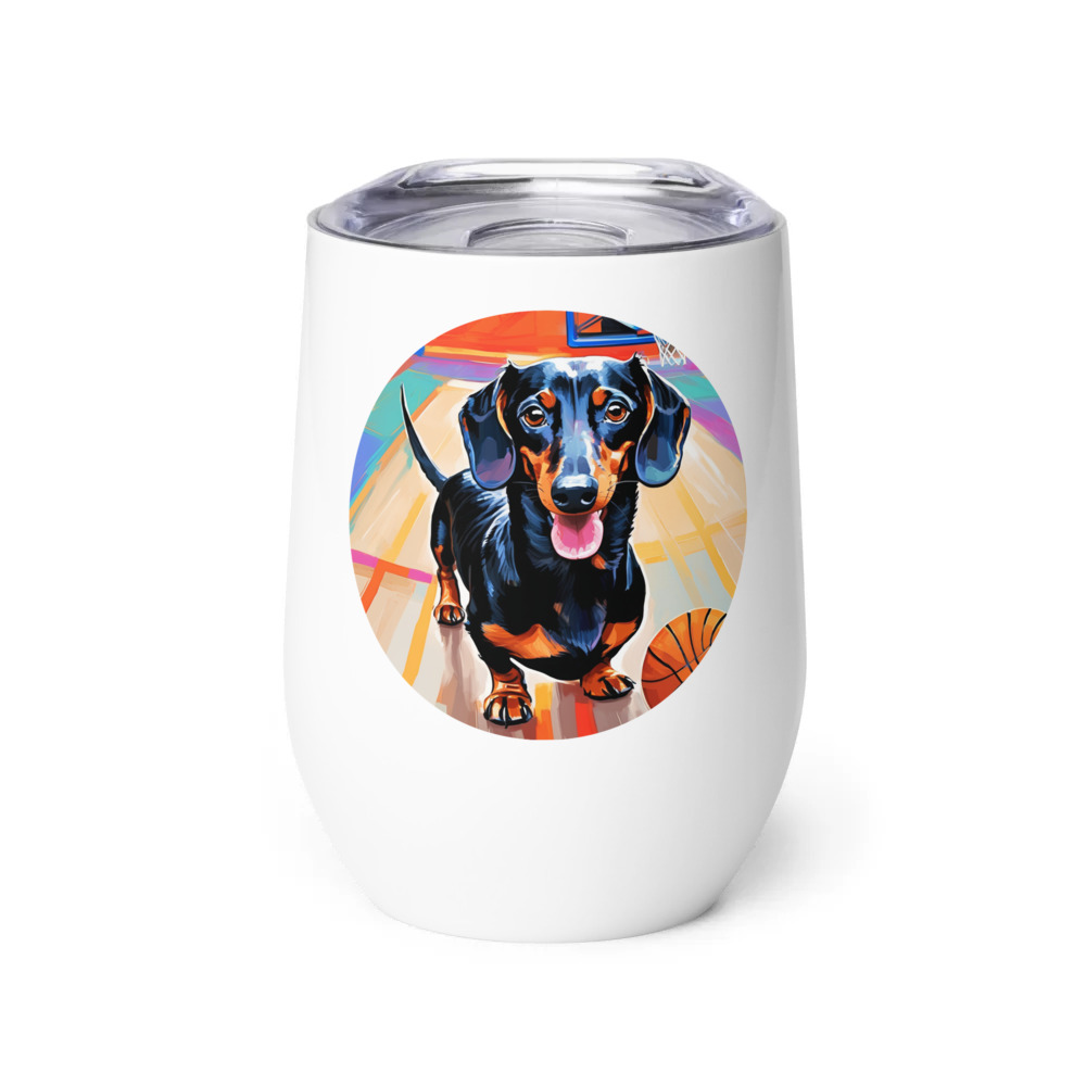 PugMug Custom Black Dachshund Wine Tumbler