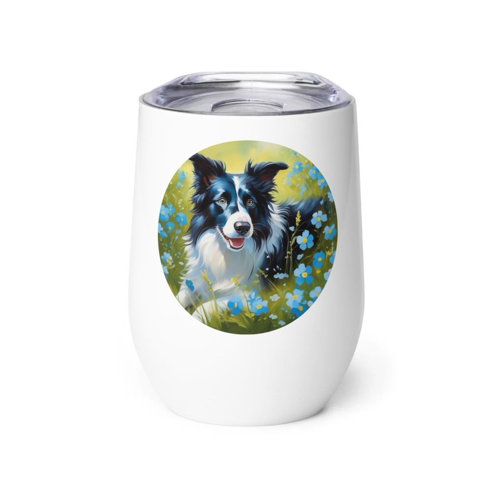 PugMug Custom Border Collie Wine Tumbler