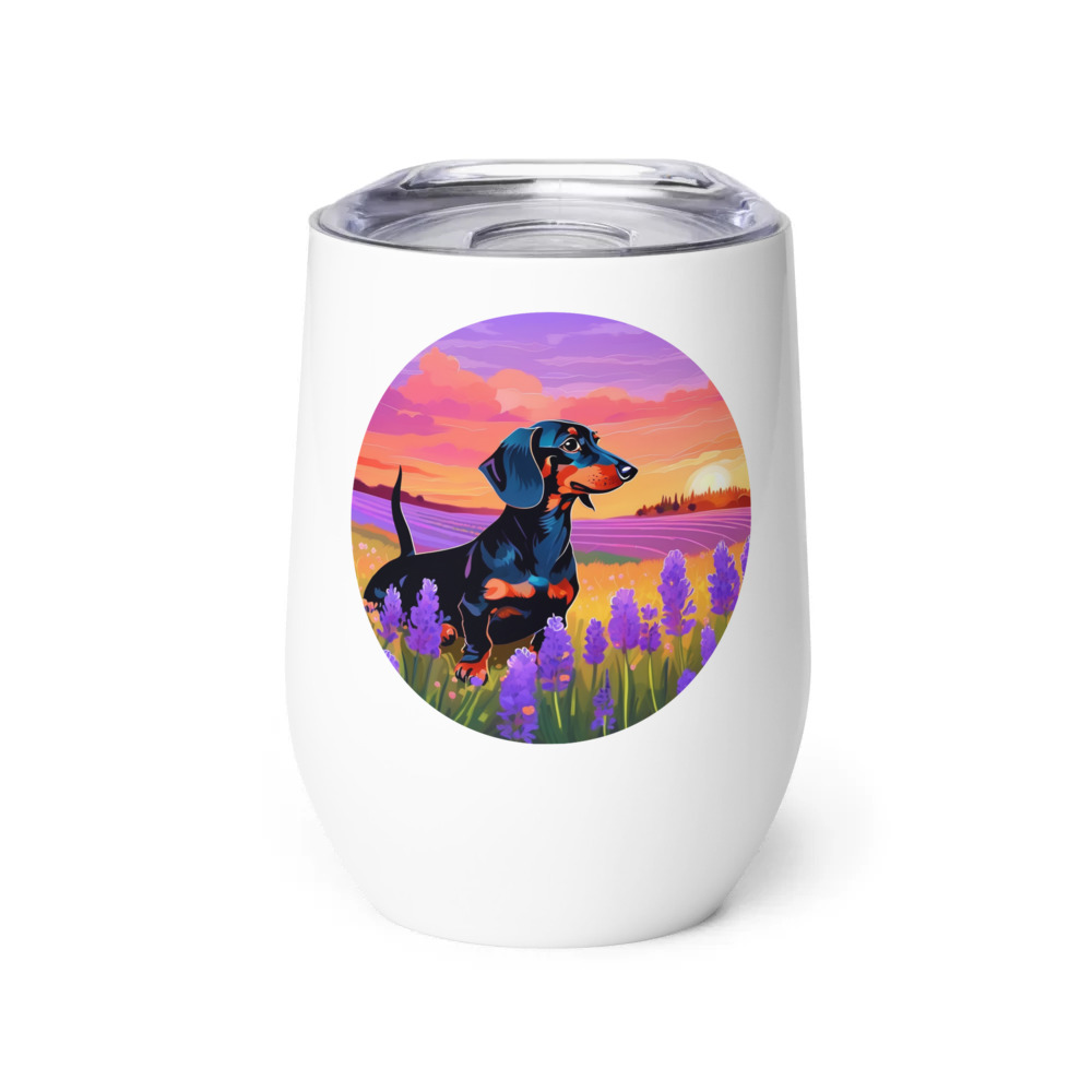 PugMug Custom Black Dachshund Wine Tumbler