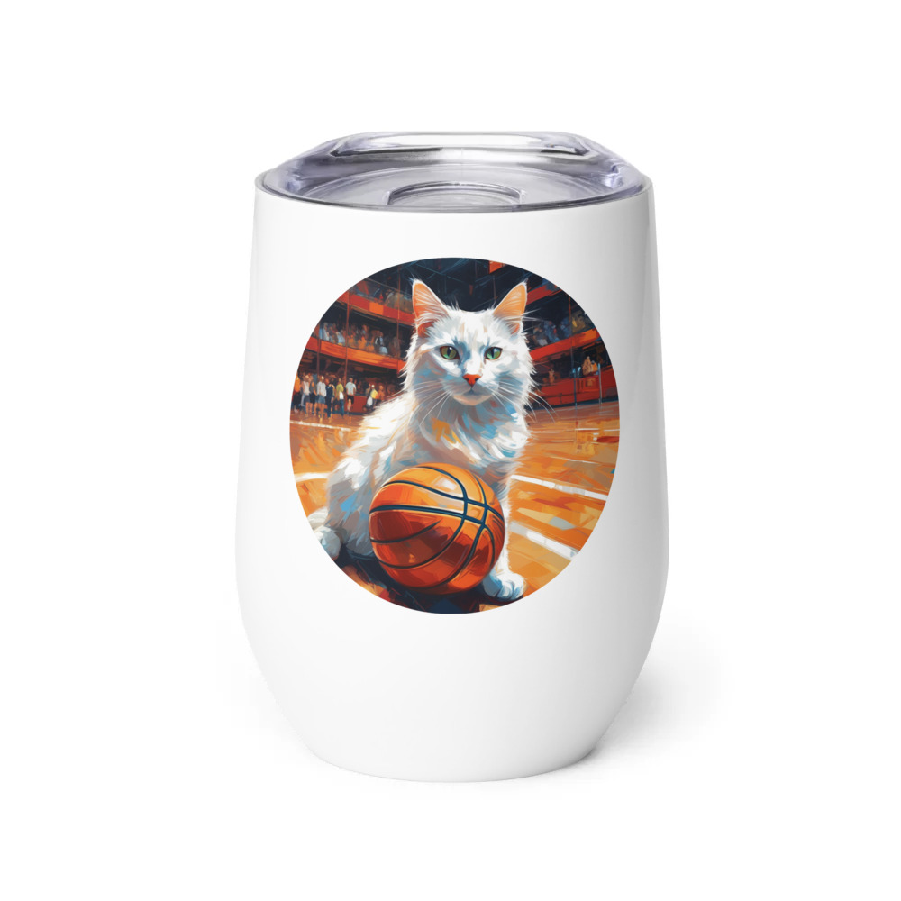 PugMug Custom White Companion Cat Wine Tumbler