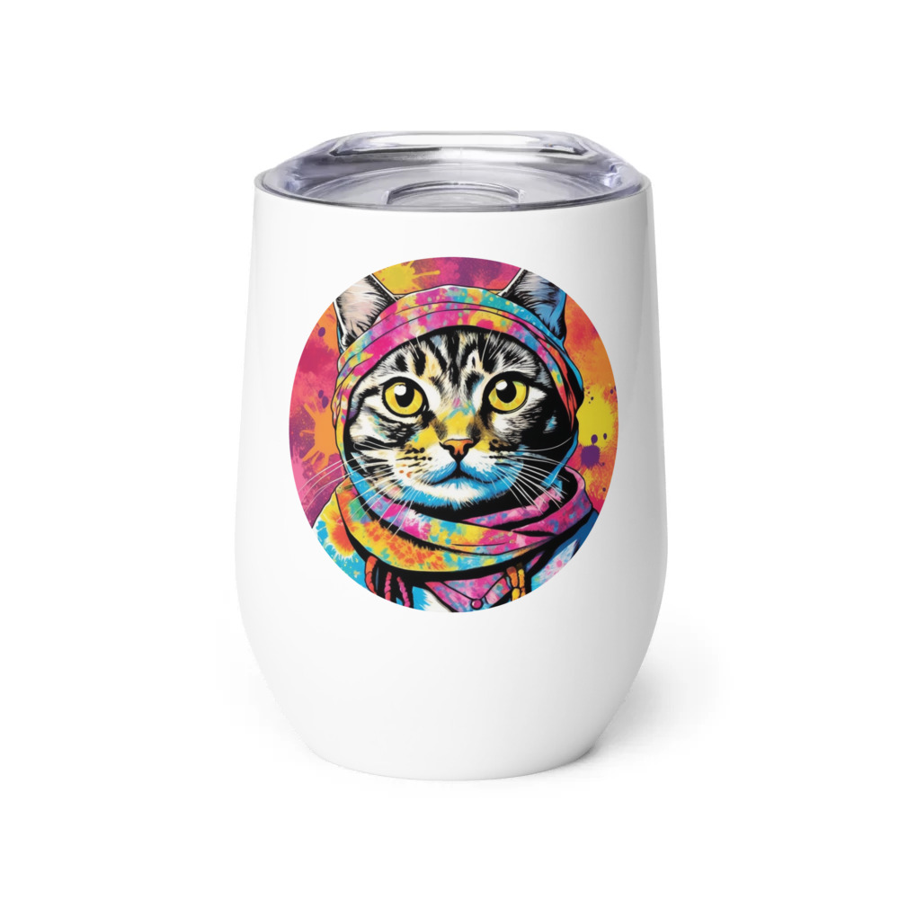 PugMug Custom Tabby Scottish Fold Cat Wine Tumbler