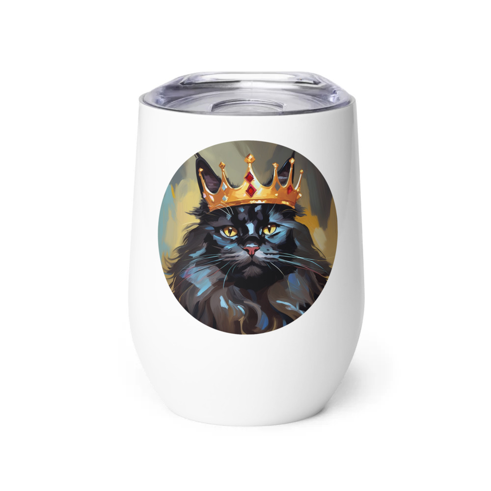 PugMug Custom Black Maine Coon Cat Wine Tumbler
