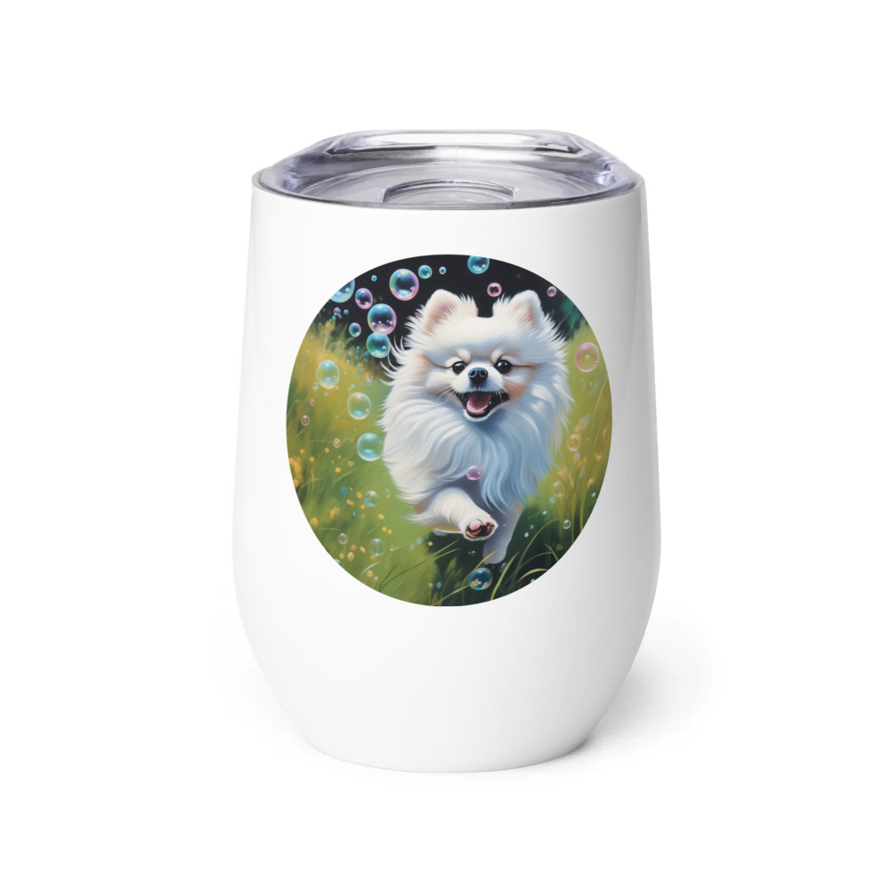 PugMug Custom White Pomeranian Wine Tumbler