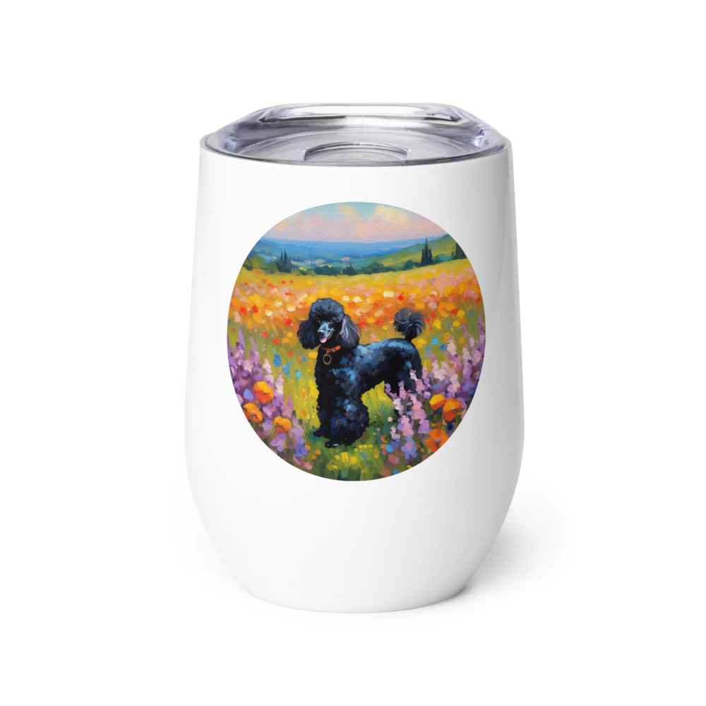 PugMug Custom Black Poodle Wine Tumbler