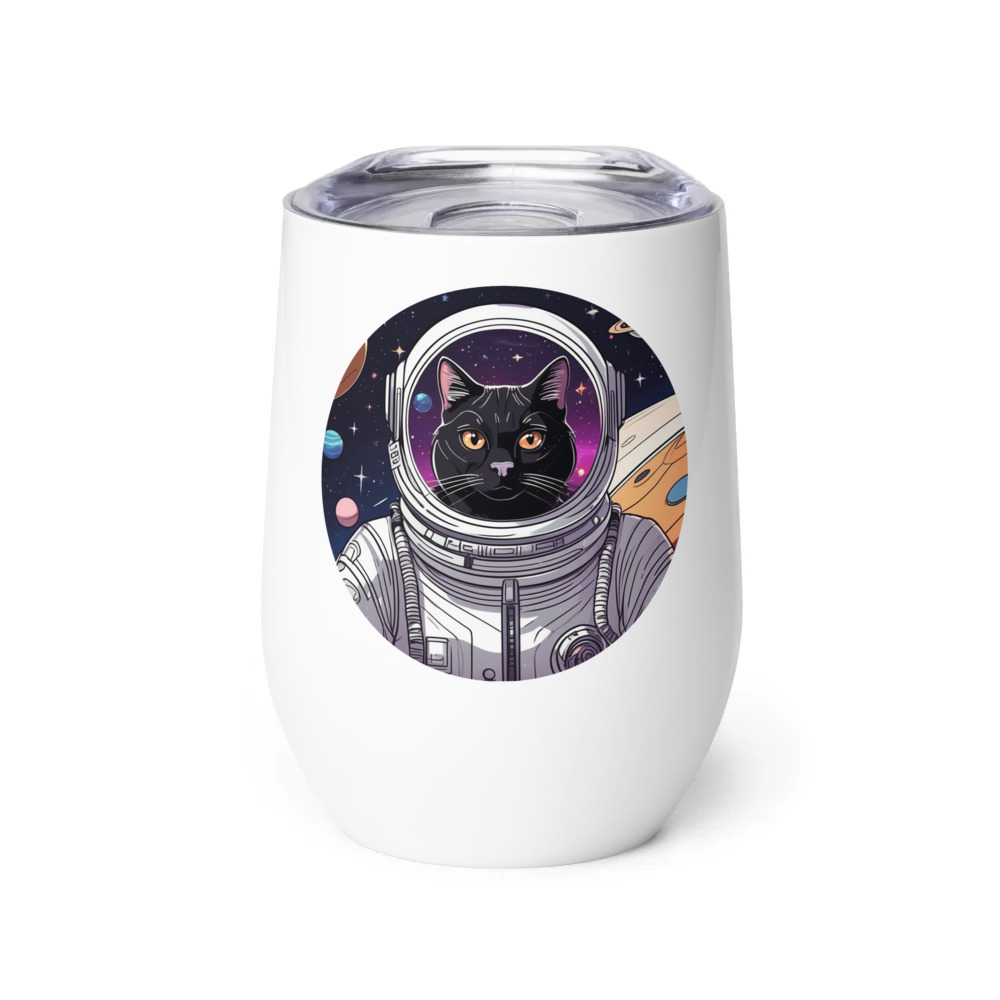 PugMug Custom Black Exotic Cat Wine Tumbler