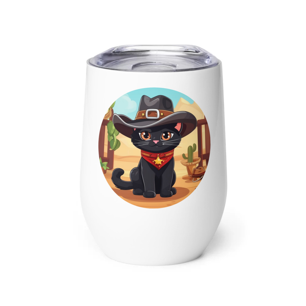 PugMug Custom Black Exotic Cat Wine Tumbler