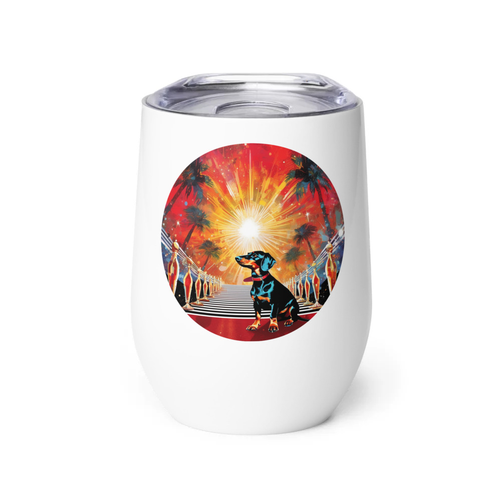 PugMug Custom Black Dachshund Wine Tumbler