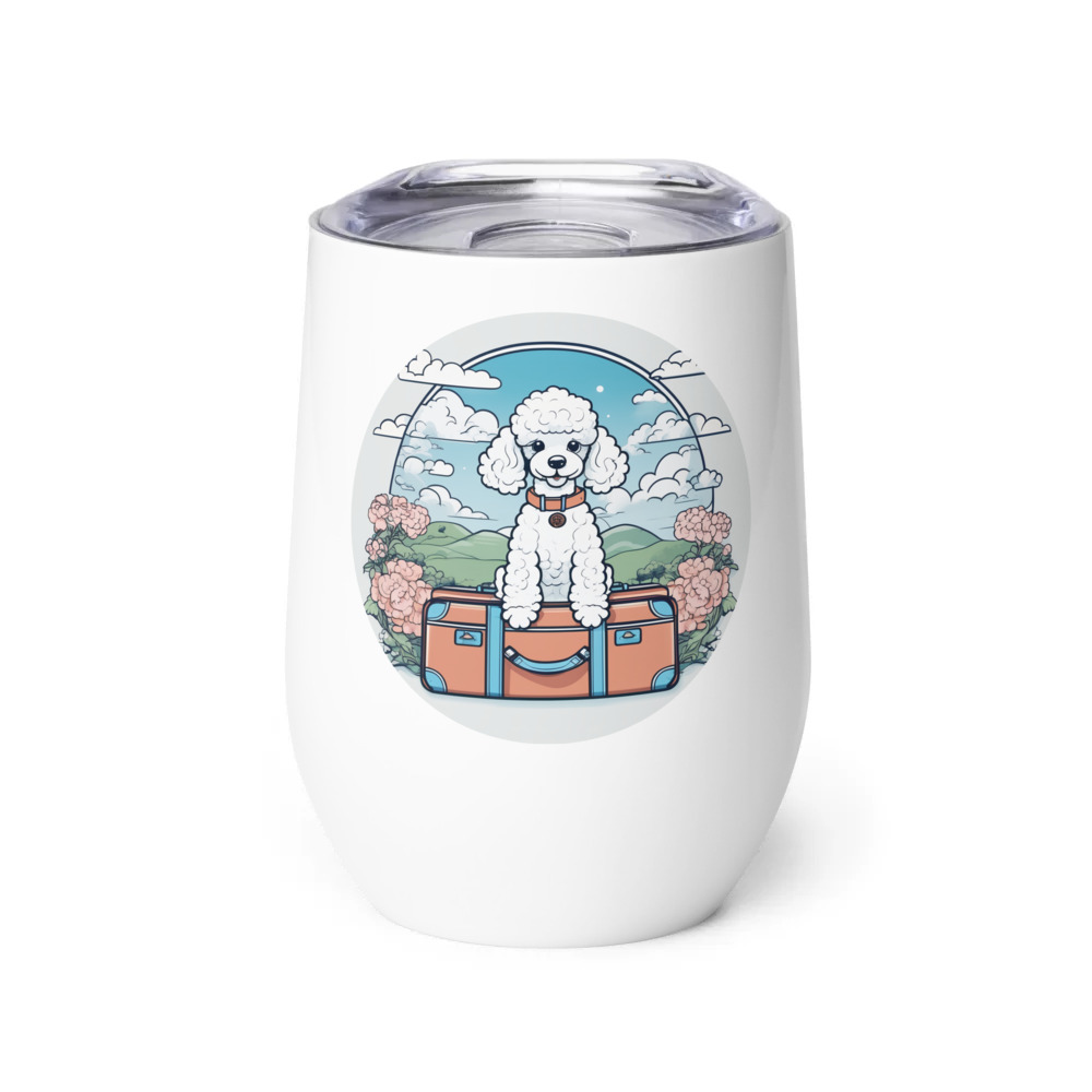 PugMug Custom White Poodle Wine Tumbler