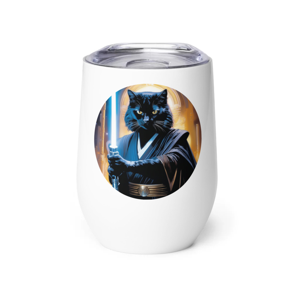 PugMug Custom Black Exotic Cat Wine Tumbler