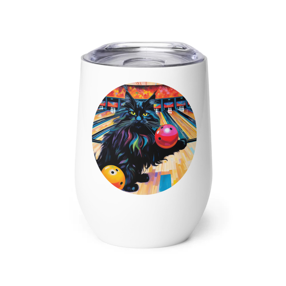 PugMug Custom Black Maine Coon Cat Wine Tumbler